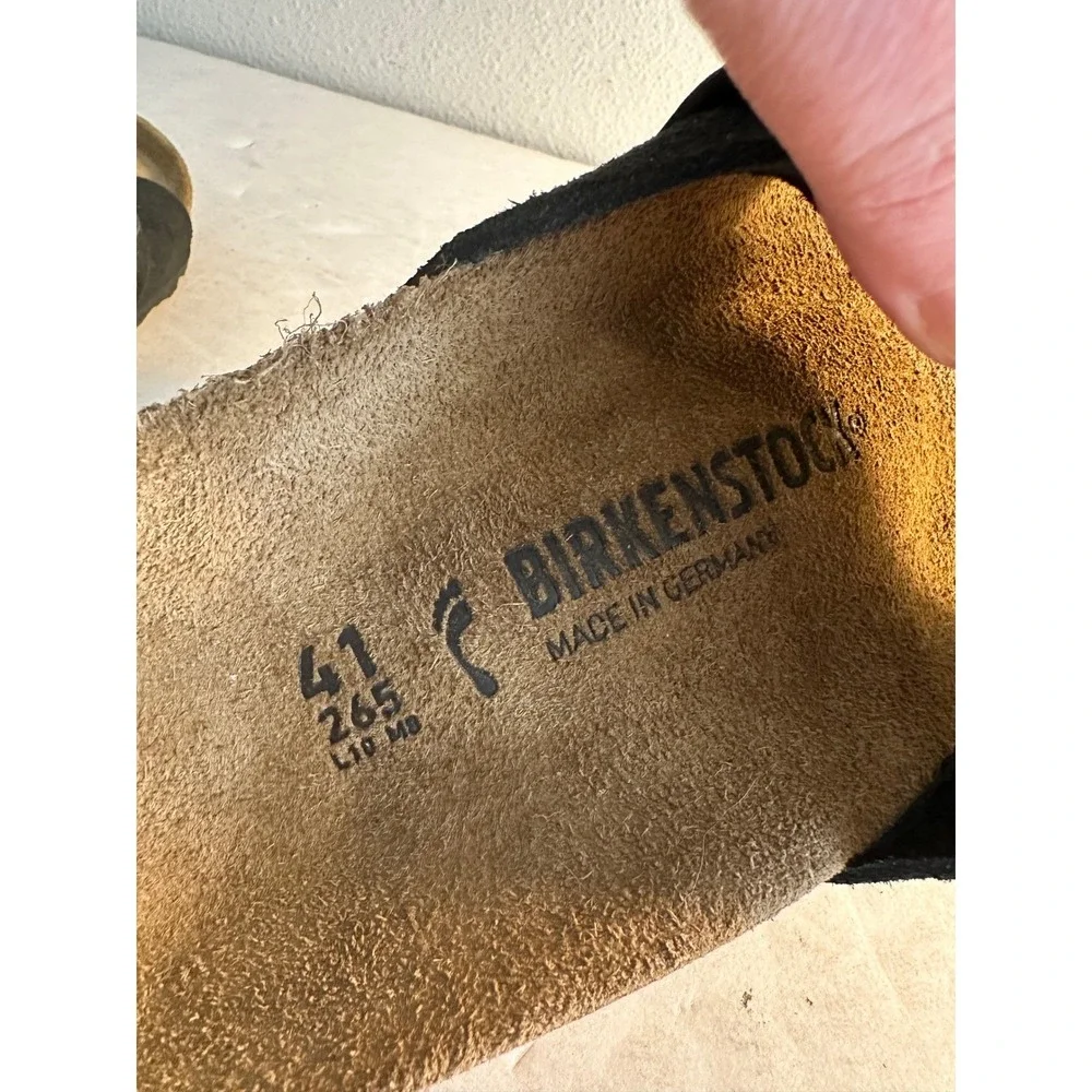 Birkenstock Oita Suede Slide Sandals Size 41 Narrow Black Adjustable‎ Strap NEW